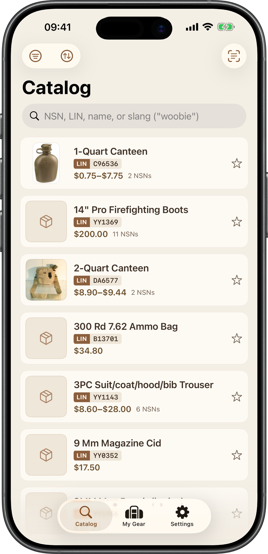 CIF Turn In catalog search