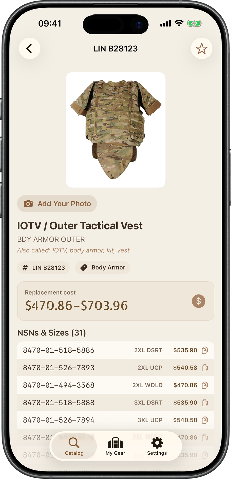 CIF Turn In item detail with NSNs